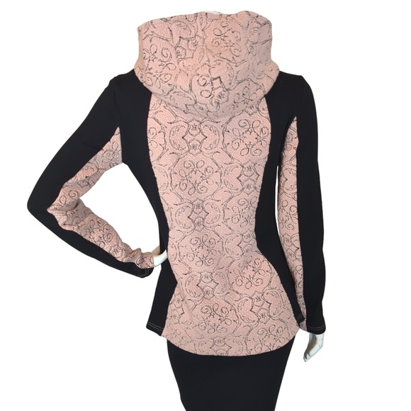 Tonia Debellis Pink and Black Full Zip Hoodie Jacket - Picture 5 of 15